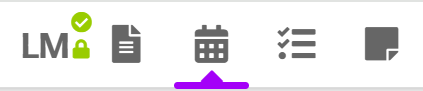 How to access the calendar.  Shows the quick access icons at the top right of the screen with the calendar icon highlighted. 